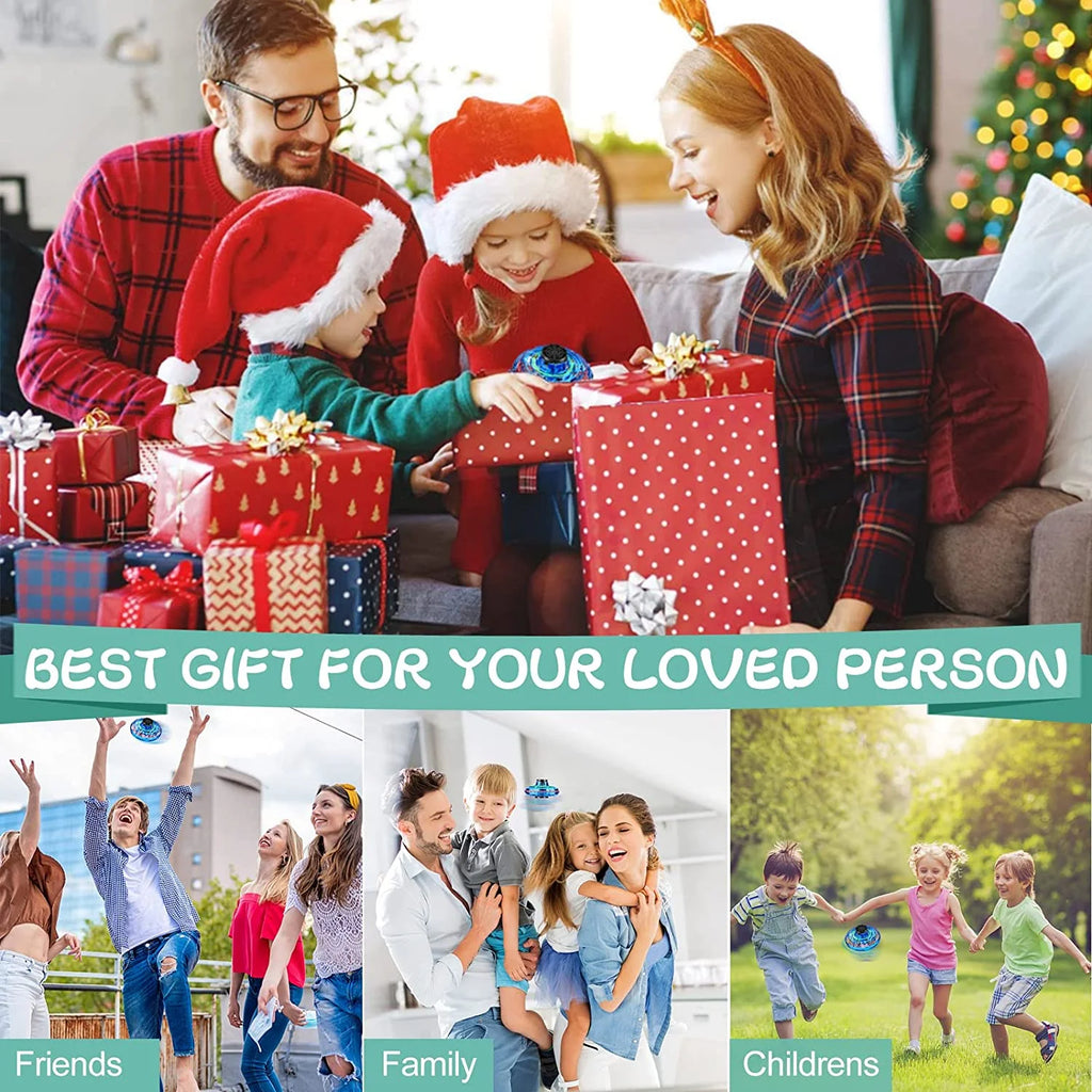 Flying Spinner Toy, Mini Flying Ball Toys,With 360 Fly Rotating UFO Fun Toy LED Light Flying Fidget Spinner Orb for Girls Boys Adult Indoor Outdoor,Blue